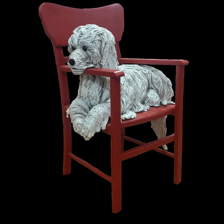 White Dog on a Red Chair