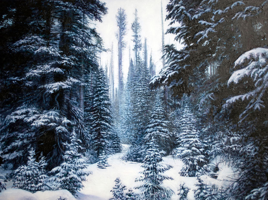 Winter’s Passage original winter canvas landscape by artist Thane Gorek
