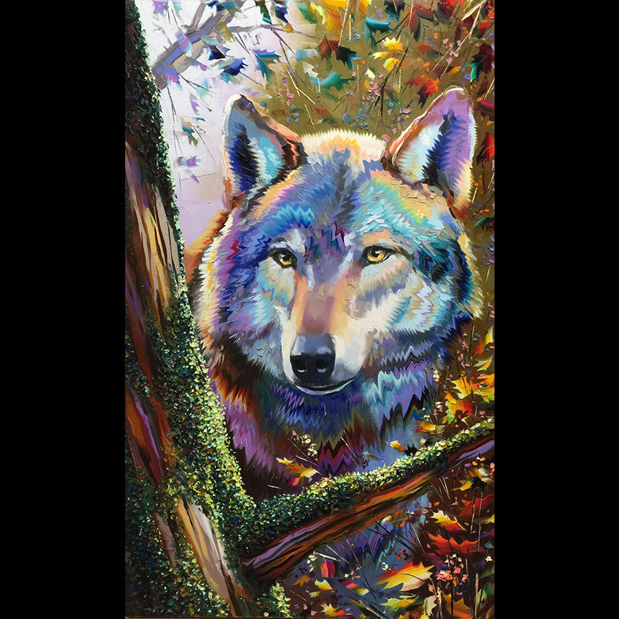 Alpha Presence original wolf oil painting by michael roznevain for sale at raitman art galleries