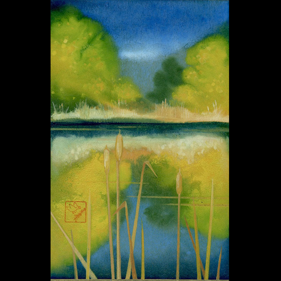 Melody Reflection mountain lake painting by artist kay stratman