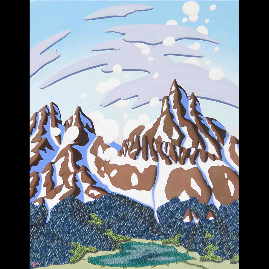 Peaceful Lake original mountain landscape painting by Tracy Felix for sale at Raitman Art Galleries
