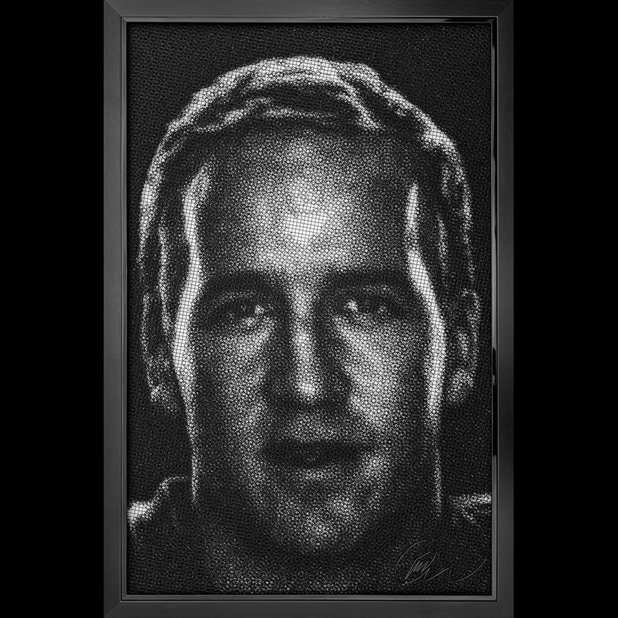 Denver Broncos quarterback Peyton Manning original wire mesh art portrait by artist Fekadu Mekasha