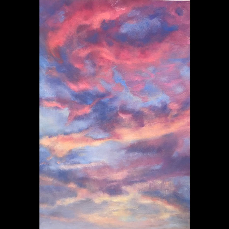 Sky Waltz original oil on canvas painting by Colorado artist Judy Greenan impressionist impressionism colorado sunset